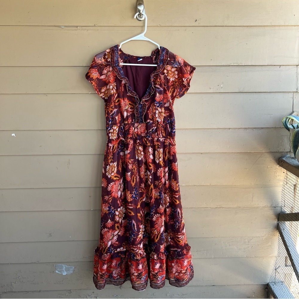 Old Navy Floral Midi Dress - Size M - Boho Casual Modest - Picture 2 of 6